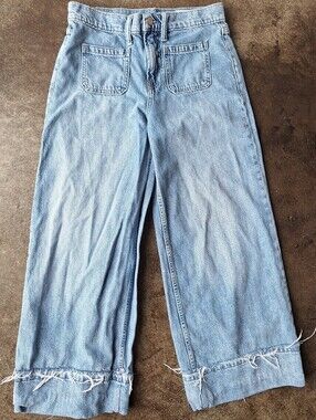 GAP Baggy Mid-Rise Denim Jeans - Distressed, 90s, Light Wash - Womens Size 25
